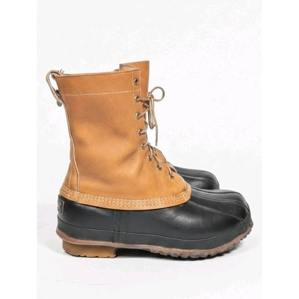 Vtg 1980s LL Bean Maine Hunting Shoe Duck Boots 10in 10-Eyelet Brown Mens 10M